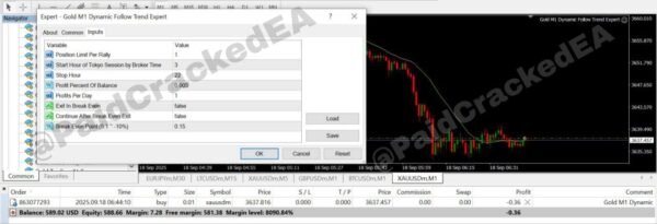 GOLD M1 DYNAMIC FOLLOW TREND EXPERT MT4 - Image 2